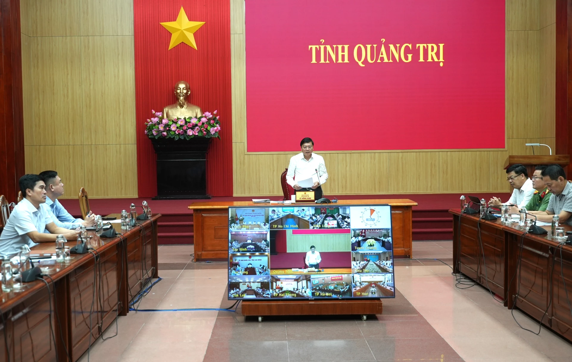 Quang cảnh hội nghị tại điểm cầu Quảng Trị - Ảnh: T.Đ