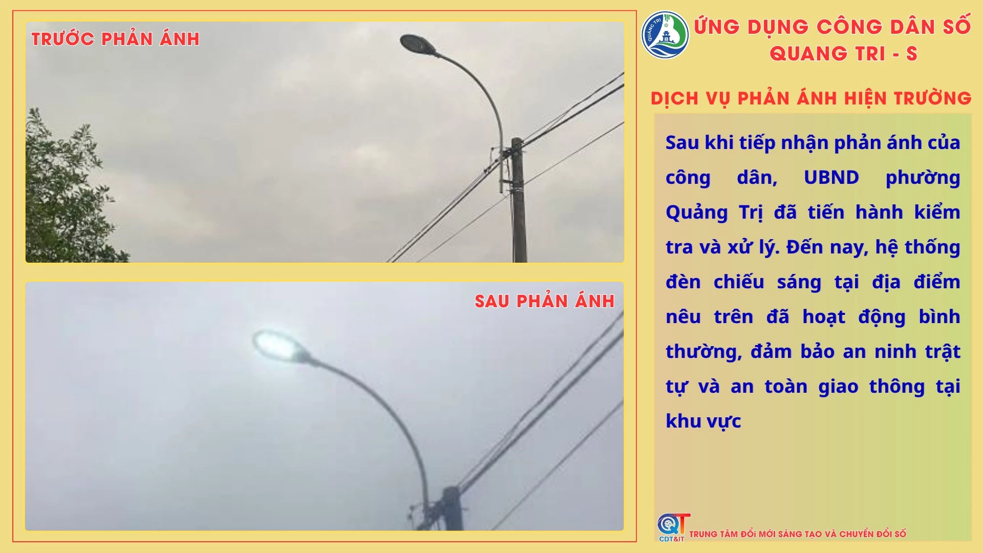 Một phản ánh hiện trường về trật tự an toàn giao thông được xử lý hiệu quả nhờ ứng dụng QUANGTRI-S - Ảnh: NVCC