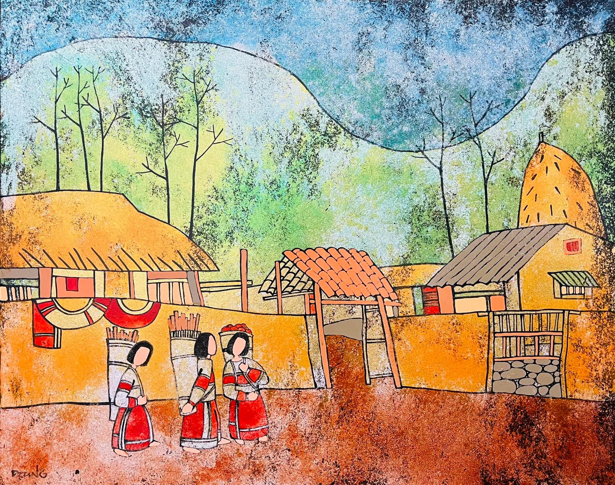 Bức tranh Về nhà của họa sĩ Trương Đình Dung - Ảnh: X.D 