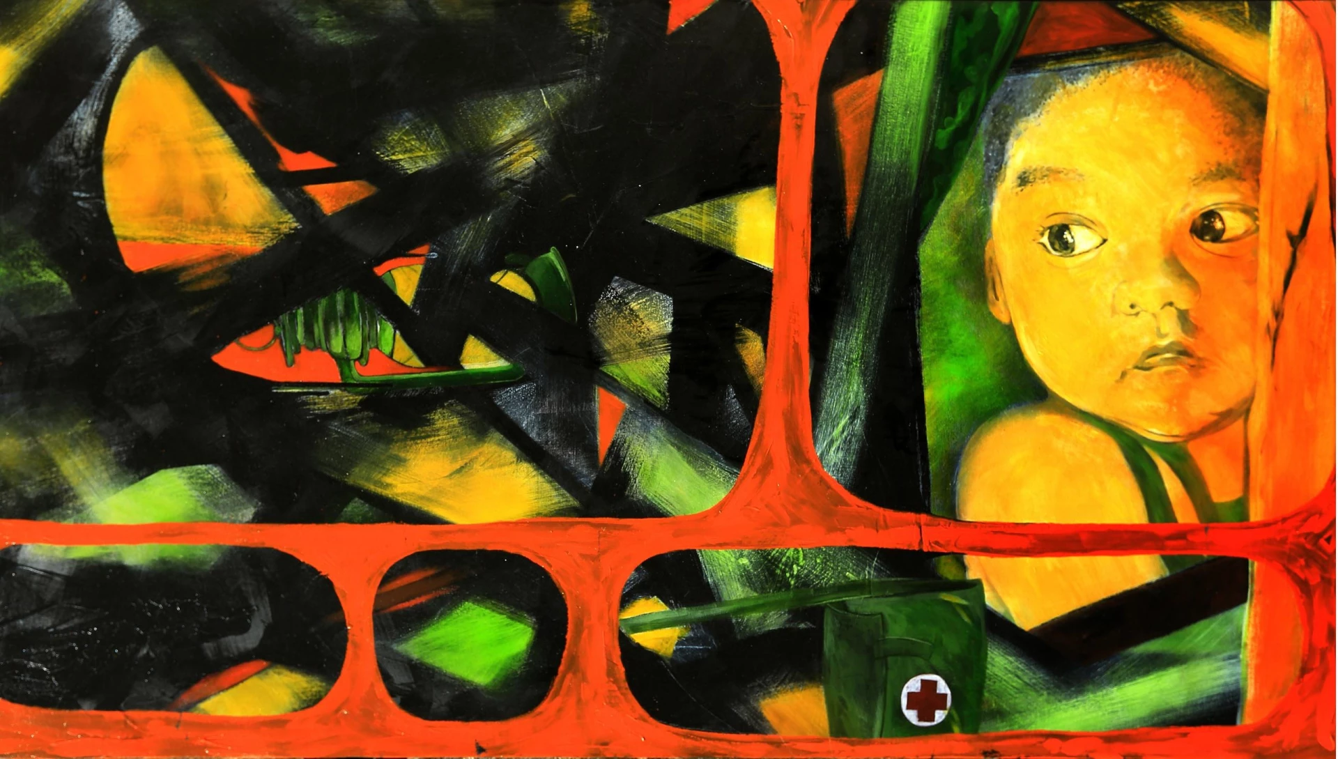 Bức tranh Lòng đất sinh tồn của họa sĩ Trương Đình Dung - Ảnh: X.D