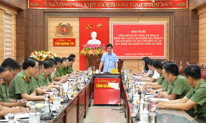 Công bố quyết định, kế hoạch kiểm tra đối với Đảng ủy, Ban Thường vụ, Ủy ban Kiểm tra Đảng ủy Công an tỉnh