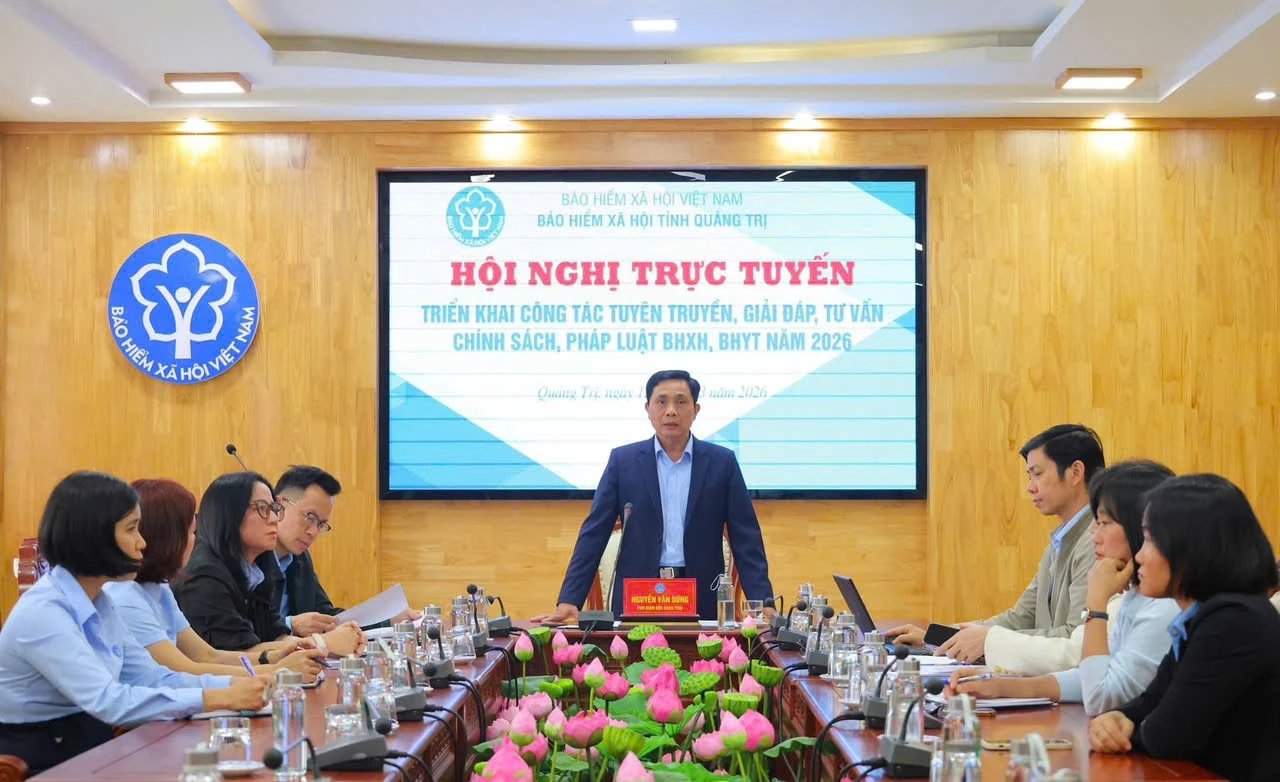 Hội nghi trực tuyến triển khai công tác tuyên truyền, giải đáp, tư vấn chính sách, pháp luật BHXH-BHYT năm 2026 - Ảnh: N.L