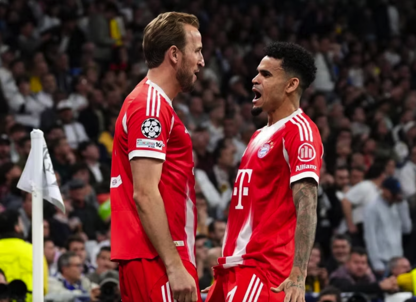 Luis Diaz và Harry Kane cùng ghi bàn giúp Bayern đánh bại Real Madrid. (Nguồn: Getty Images)