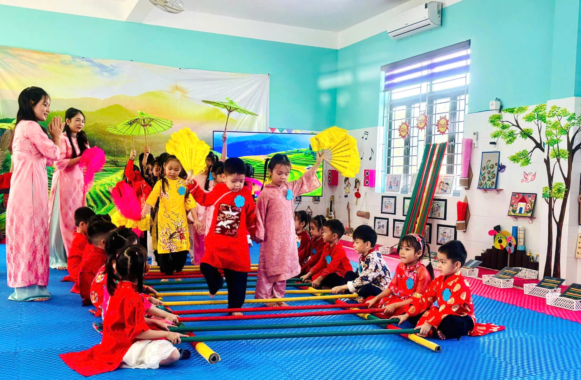 Trường mầm non Đức Ninh Đông chú trọng giáo dục thể chất, giúp cho trẻ phát triển toàn diện - Ảnh: P.V