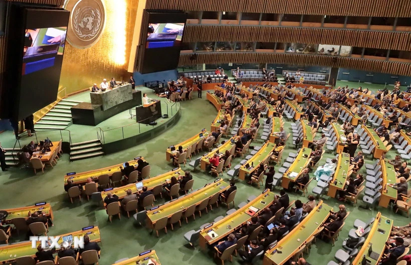 Một phiên họp của Đại hội đồng Liên hợp quốc. (Ảnh: Thanh Tuấn/TTXVN)