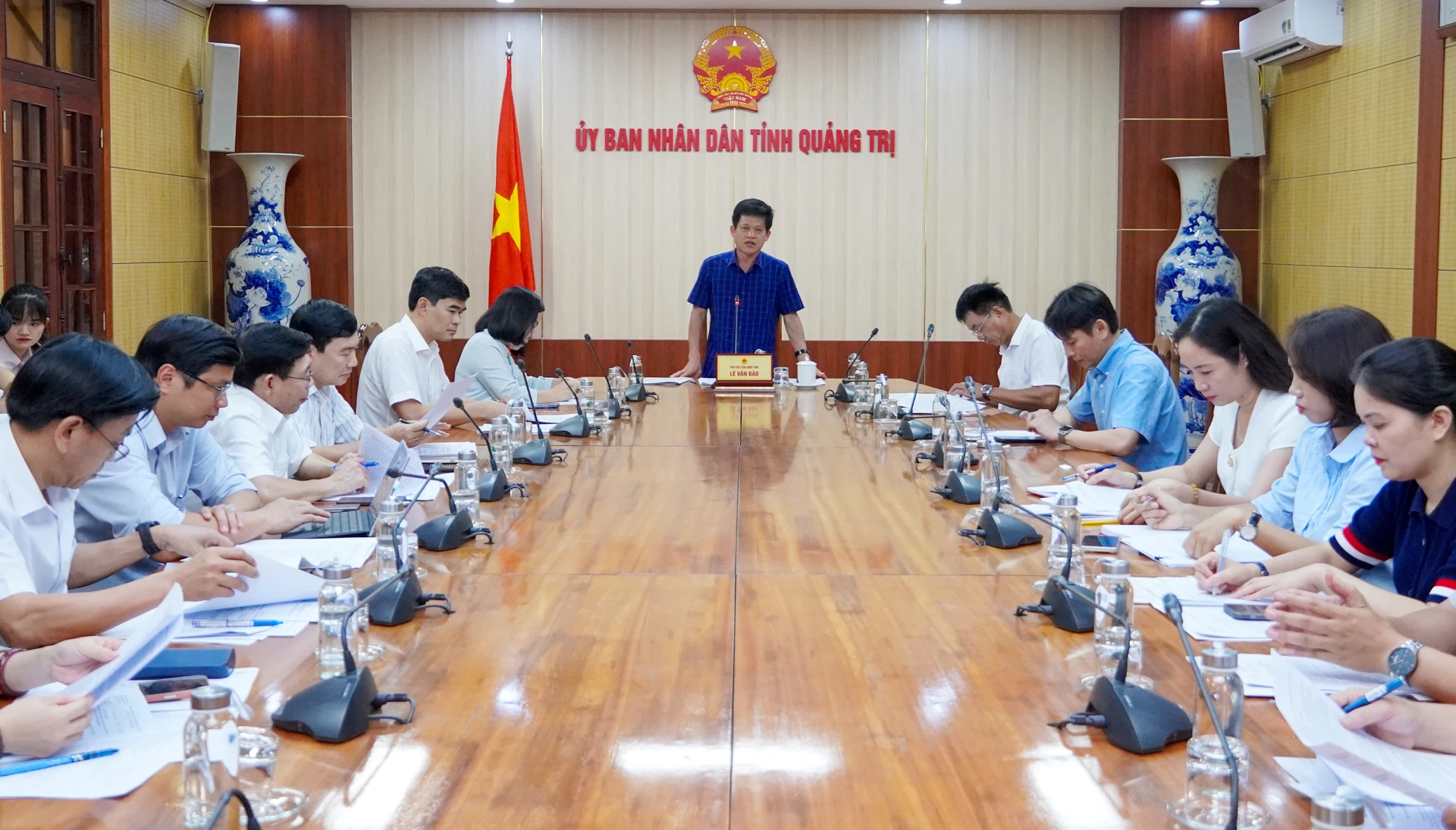 Đồng chí Lê Văn Bảo, Phó Chủ tịch UBND tỉnh, Trưởng Ban Chỉ đạo chủ trì cuộc họp - Ảnh: N.H