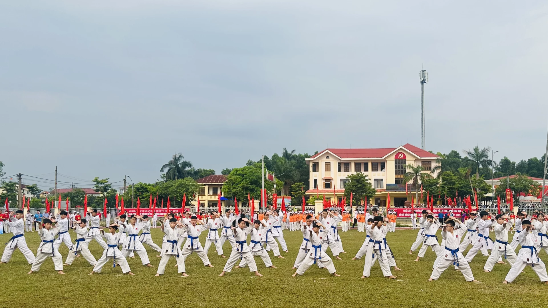 Màn biểu diễn võ thuật tại lễ khai mạc Đại hội TDTT phường Đồng Sơn lần thứ I - Ảnh: B.N