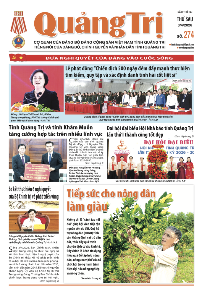 Báo Quảng Trị số 274- Ngày 03-4-2026
