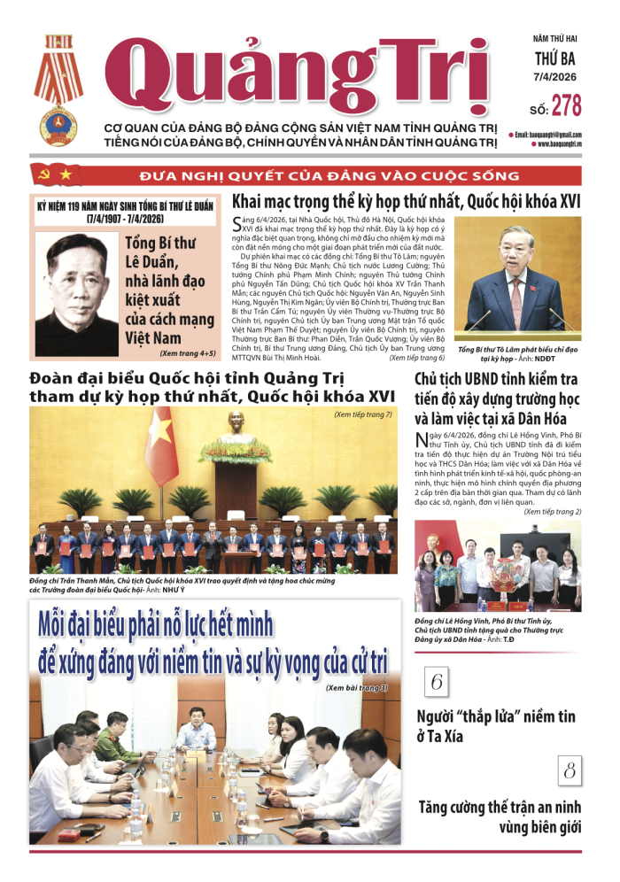 Báo Quảng Trị số 278- Ngày 07-4-2026