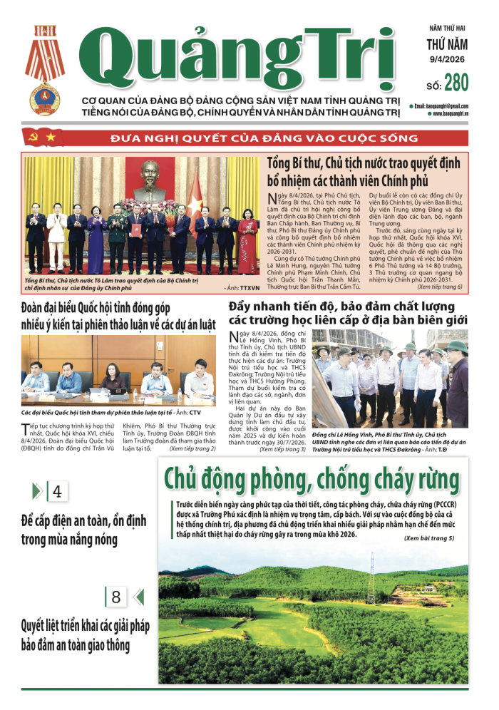 Báo Quảng Trị số 280- Ngày 09-4-2026