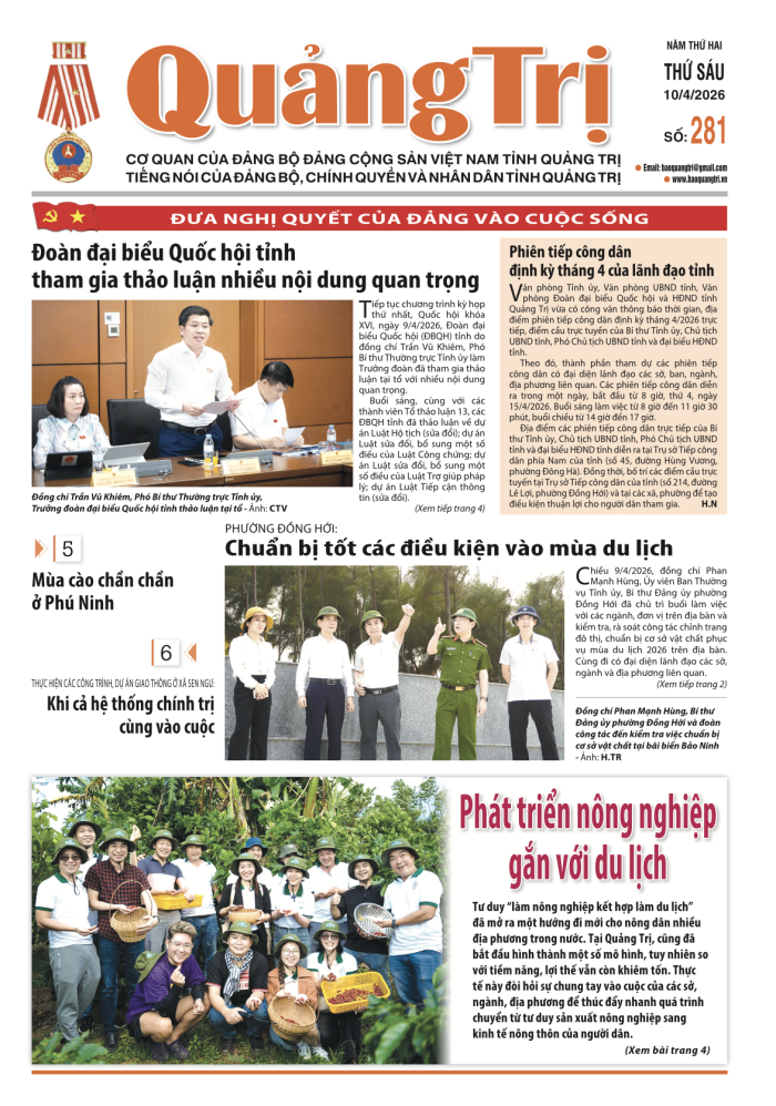 Báo Quảng Trị số 281- Ngày 10-4-2026