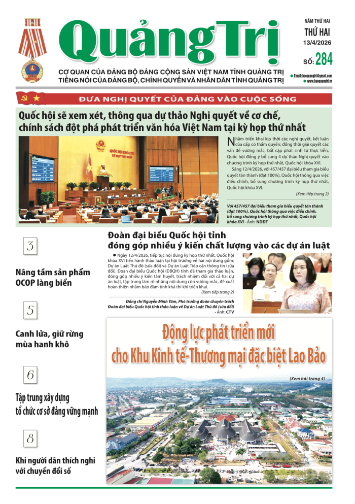 Báo Quảng Trị số 284- Ngày 13-4-2026