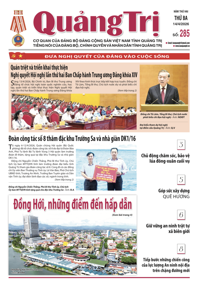 Báo Quảng Trị số 285- Ngày 14-4-2026