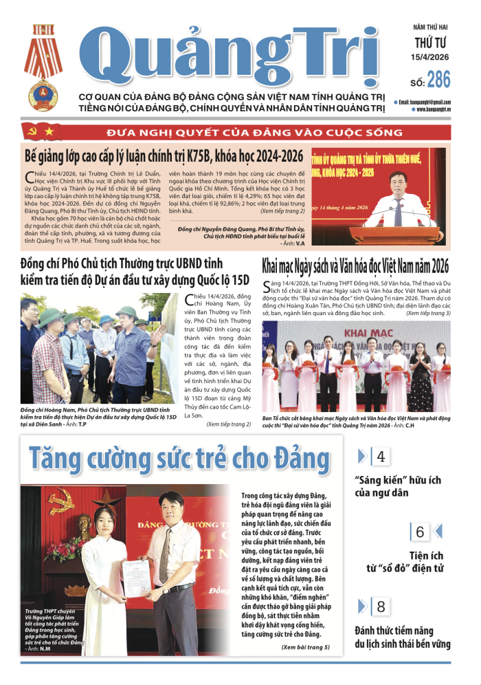 Báo Quảng Trị số 286- Ngày 15-4-2026