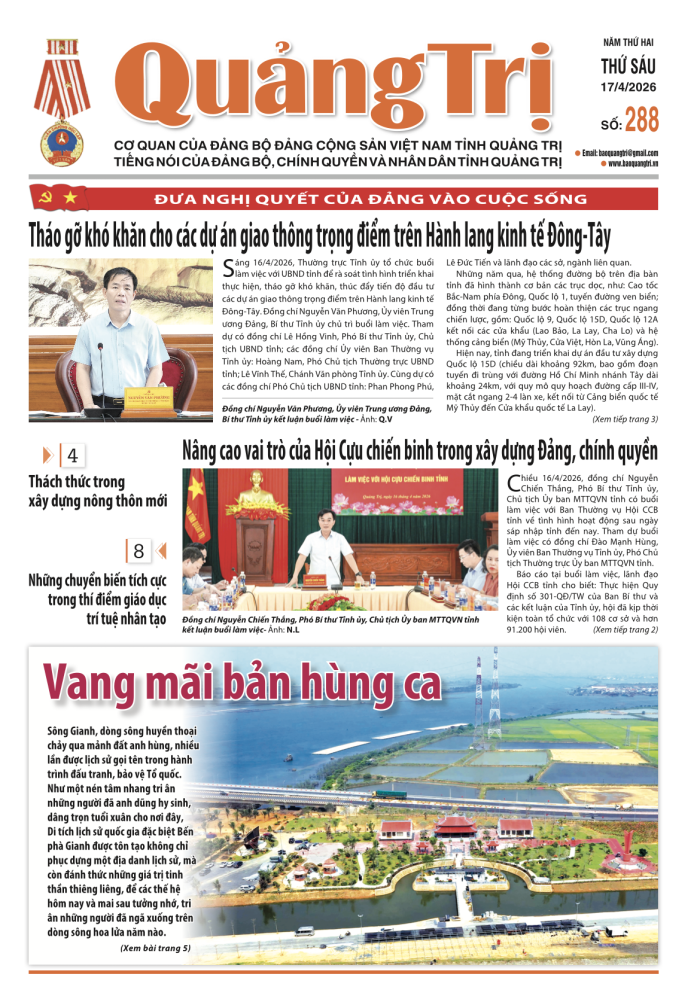Báo Quảng Trị số 288- Ngày 17/4/2026