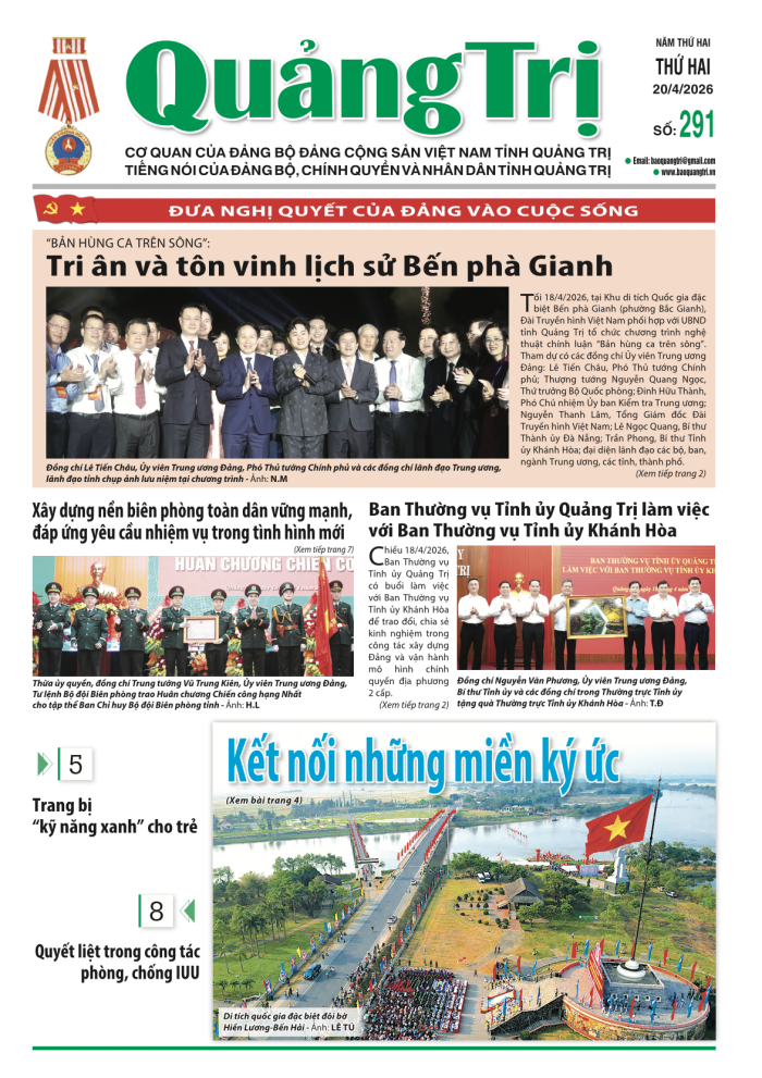 Báo Quảng Trị số 291- Ngày 20/4/2026