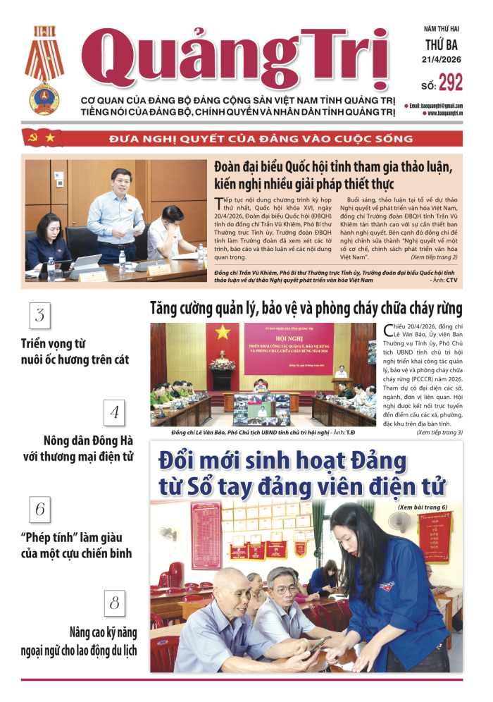 Báo Quảng Trị số 292- Ngày 21/4/2026