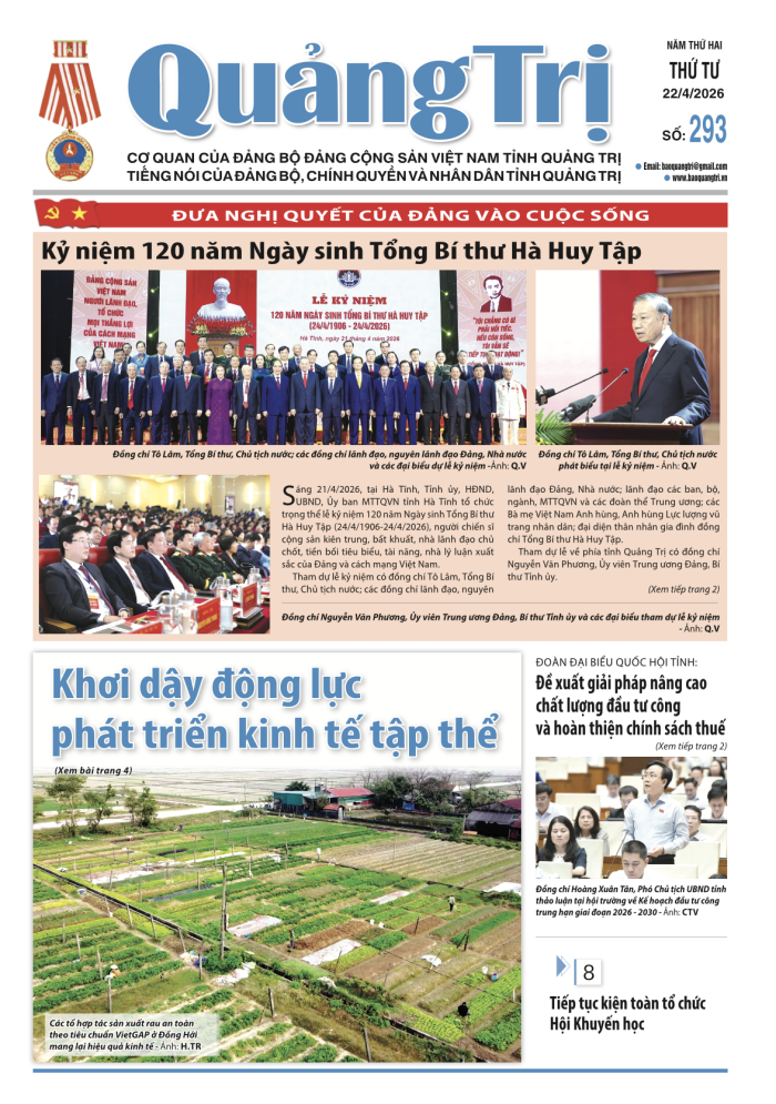 Báo Quảng Trị số 293- Ngày 22/4/2026