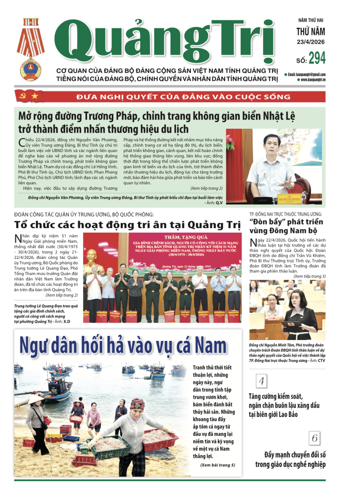 Báo Quảng Trị số 294- Ngày 23/4/2026