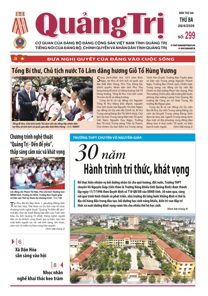 Báo Quảng Trị số 299 - Ngày 28/4/2026