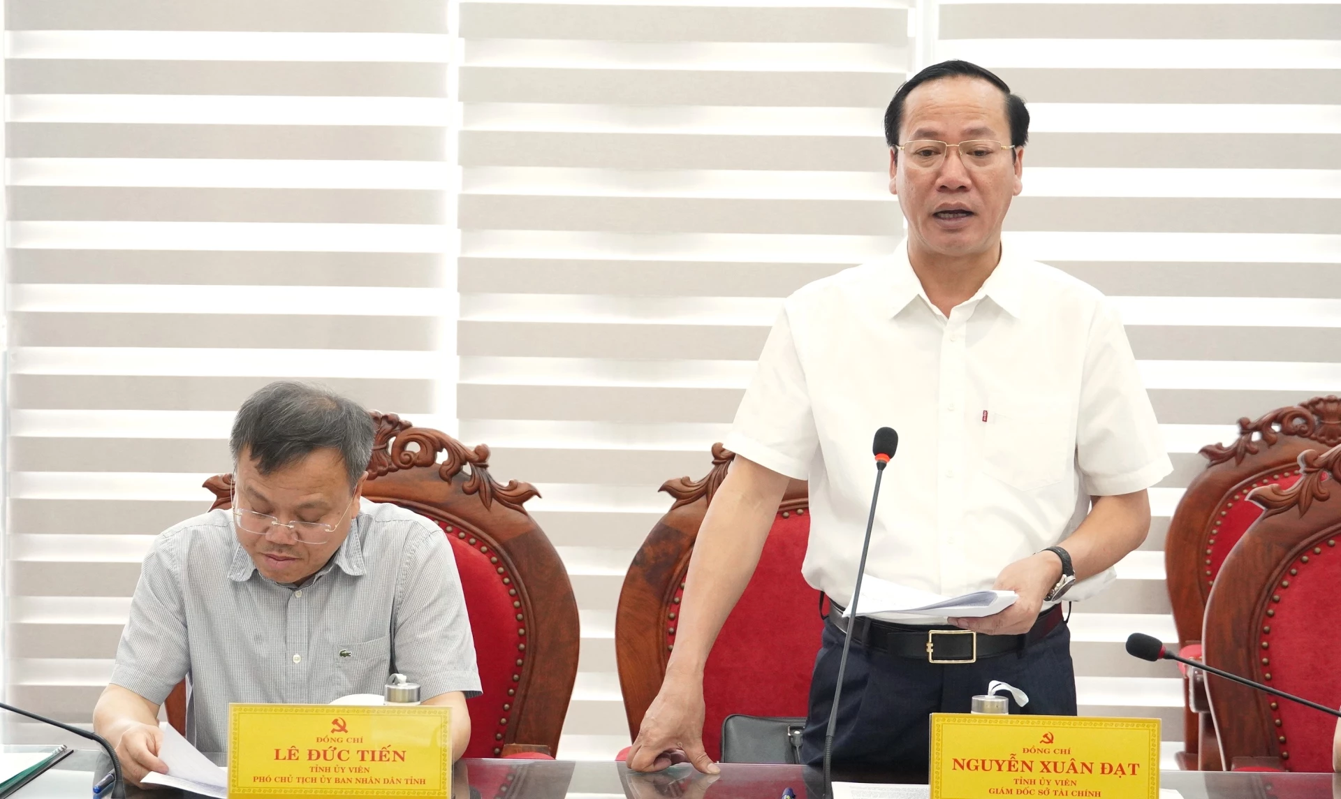 Lãnh đạo Sở Tài chính báo cáo tại buổi làm việc - Ảnh: Q.V