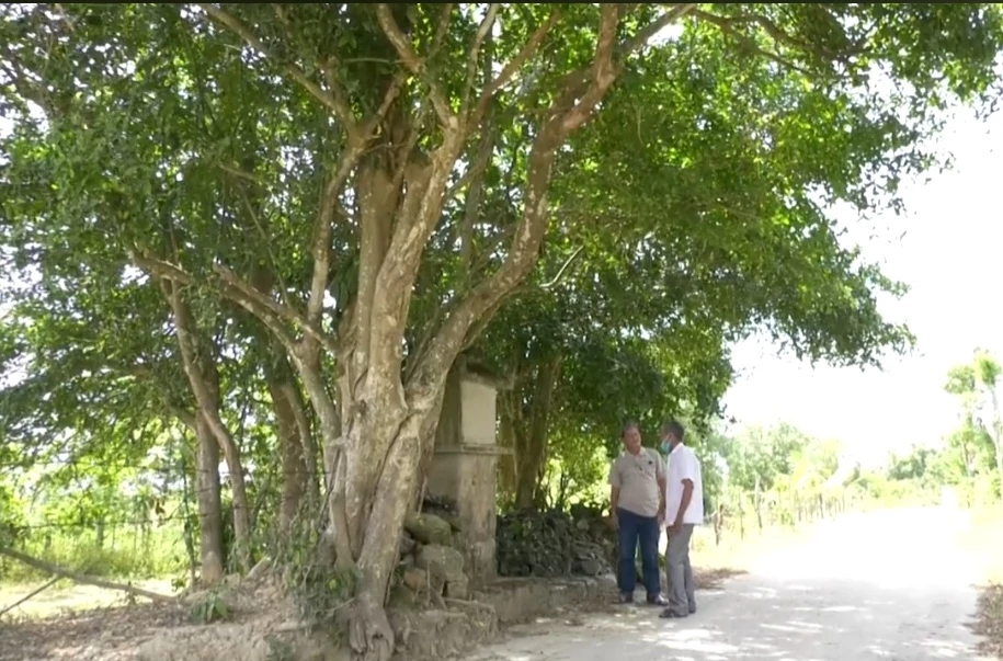 Tác giả trò chuyện cùng người dân làng Thủy Ba -Ảnh: X.D