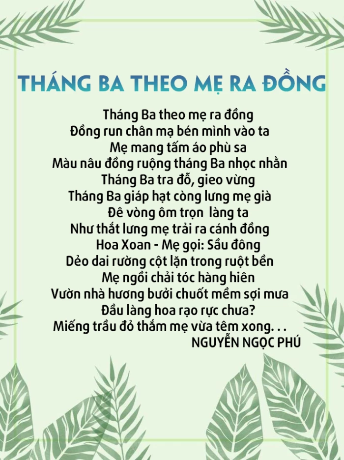Tháng Ba theo mẹ ra đồng