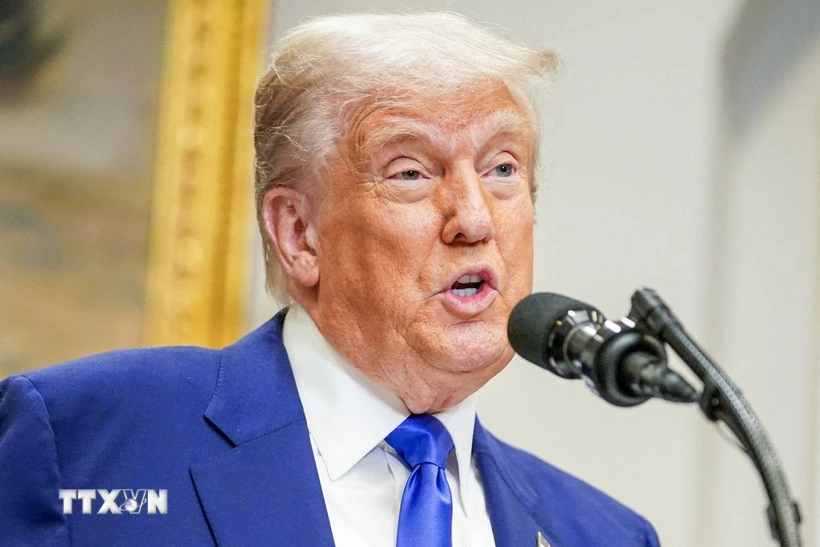 Tổng thống Mỹ Donald Trump phát biểu tại Nhà Trắng, Washington, D.C. Ảnh: THX/TTXVN