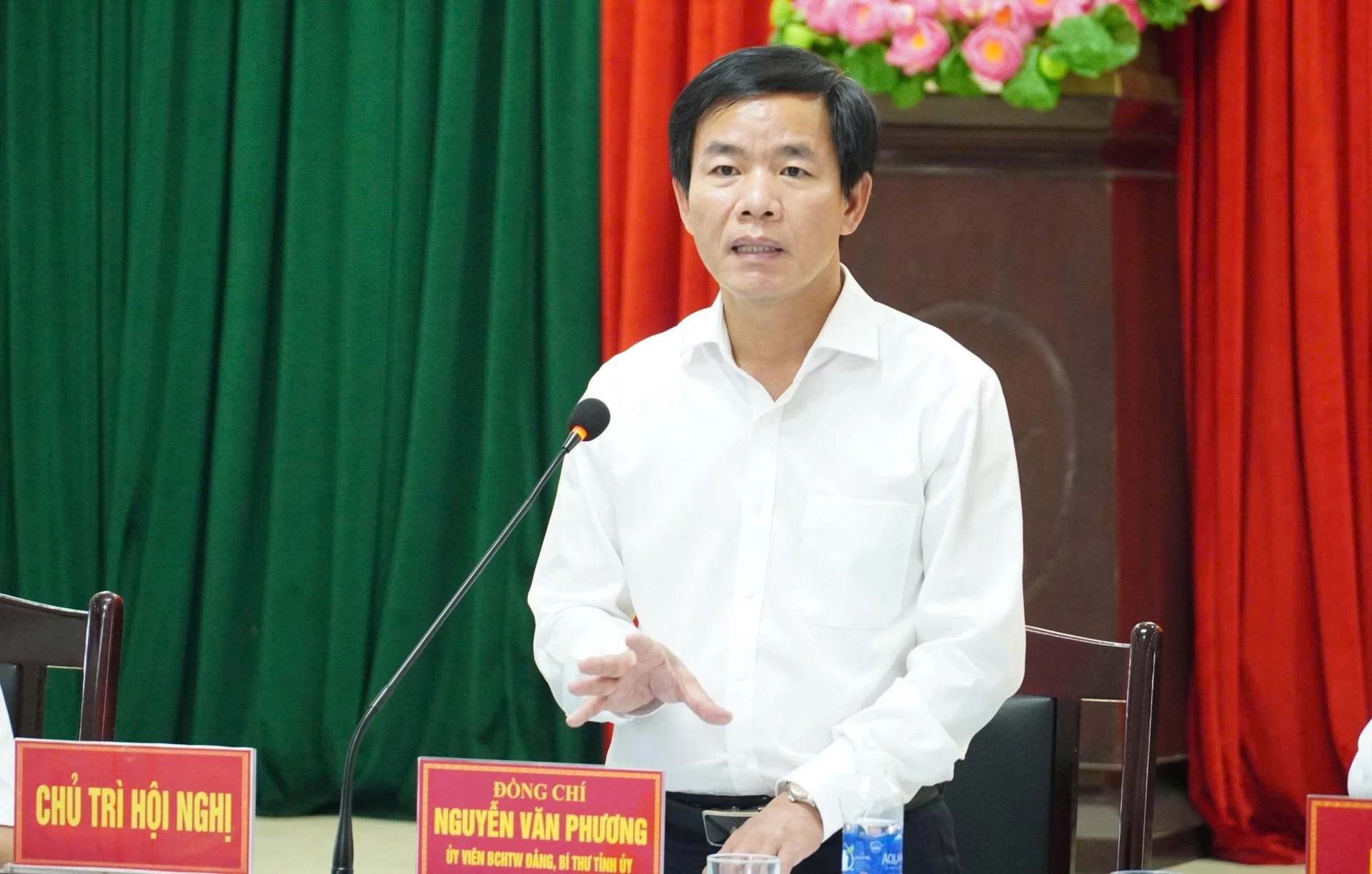 Đồng chí Nguyễn Văn Phương, Bí thư Tỉnh ủy kết luận buổi làm việc - Ảnh: Q.V
