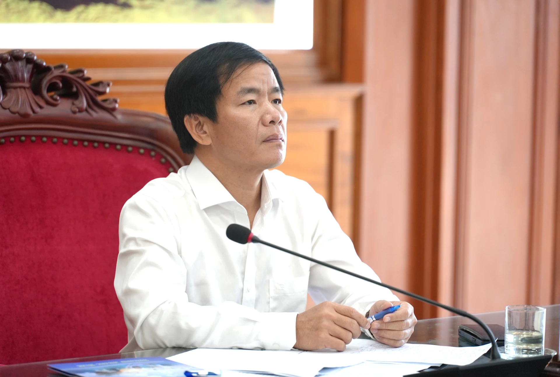 Đồng chí Nguyễn Văn Phương, Bí thư Tỉnh ủy chủ trì buổi làm việc - Ảnh: T.Đ