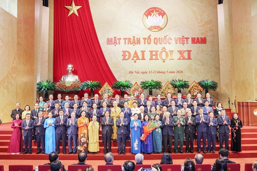 Đoàn Chủ tịch Ủy ban Trung ương Mặt trận Tổ quốc Việt Nam khóa XI, nhiệm kỳ 2026-2031 ra mắt đại hội.