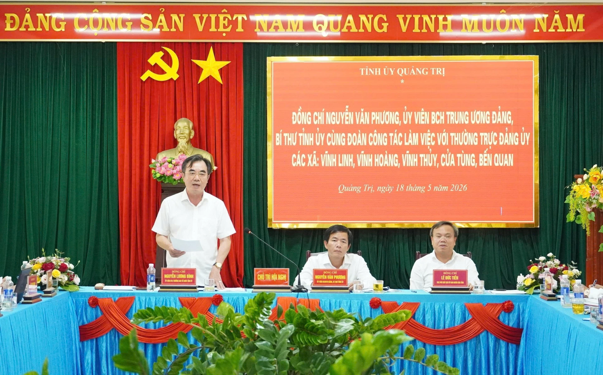 Đồng chí Nguyễn Lương Bình, Trưởng ban Tổ chức Tỉnh ủy phát biểu tại buổi làm việc - Ảnh: Q.V
