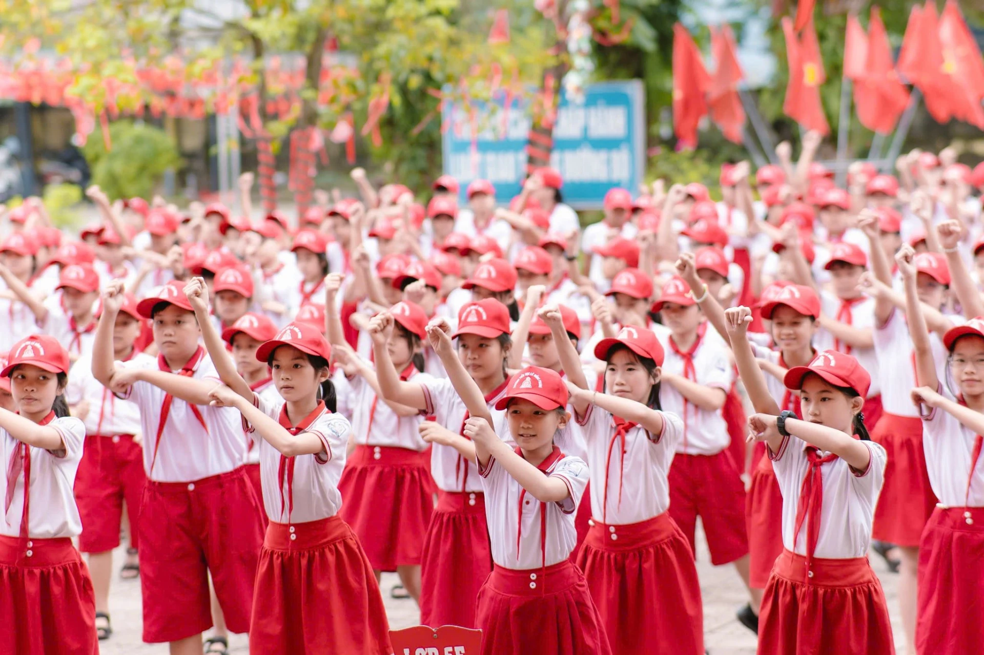 Thiếu nhi Quảng Trị tham gia đồng diễn trong ngày hội “Thiếu nhi vui khỏe-Tiến bước lên Đoàn” - Ảnh: M.H