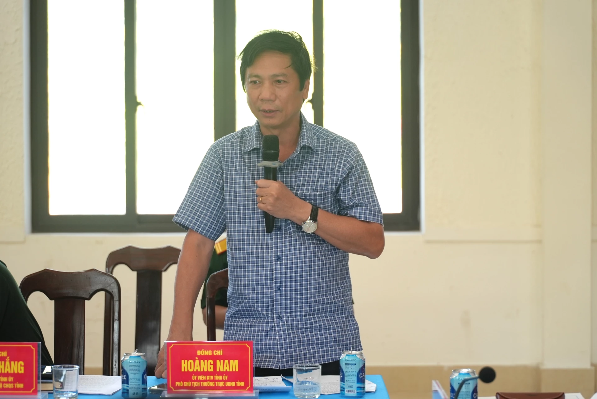 Đồng chí Hoàng Nam, Phó Chủ tịch Thường trực UBND tỉnh phát biểu tại buổi làm việc - Ảnh: T.Đ