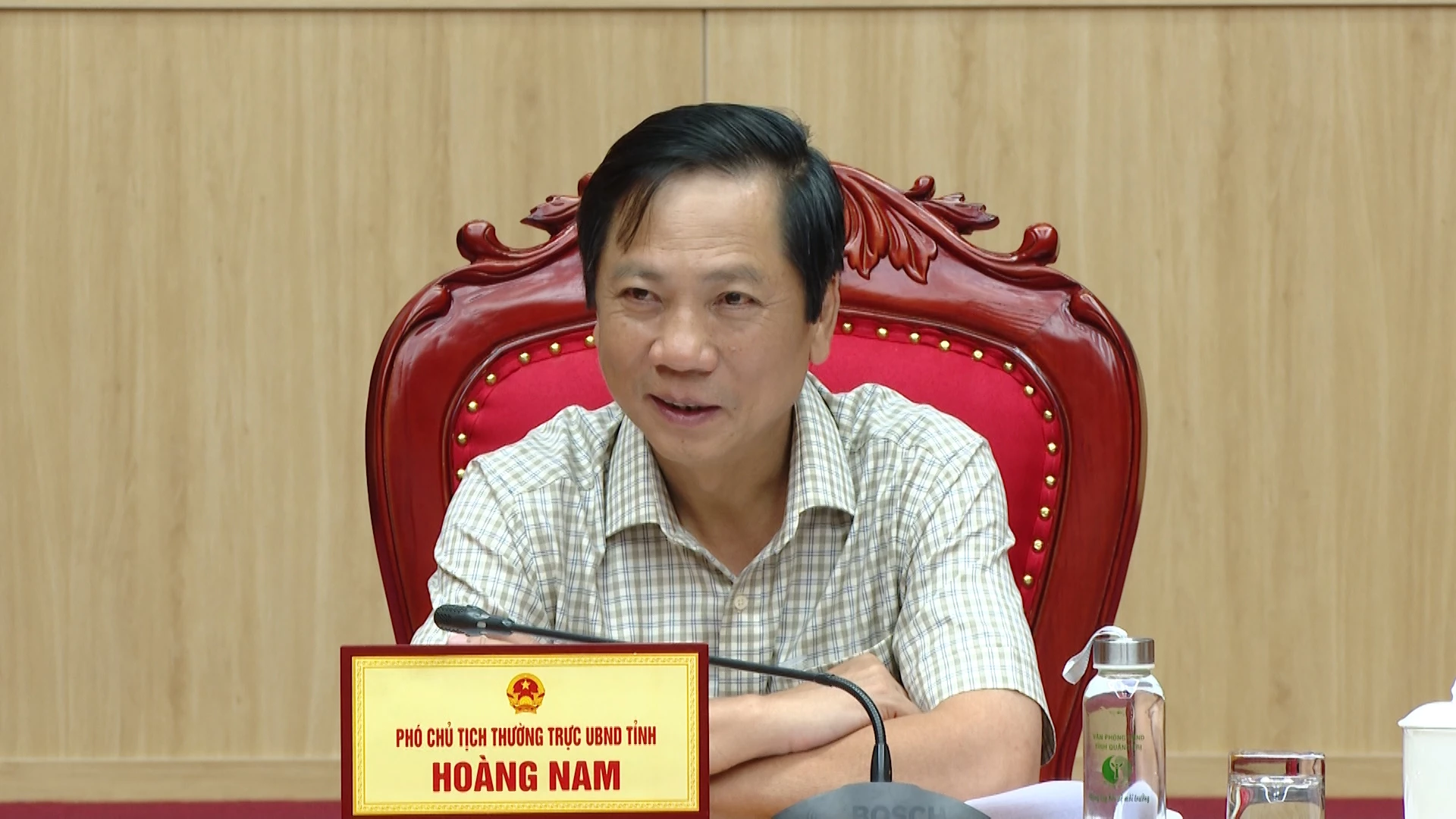 Đồng chí Hoàng Nam, Phó Chủ tịch Thường trực UBND tỉnh phát biểu kết luận buổi làm việc - Ảnh: Đ.A