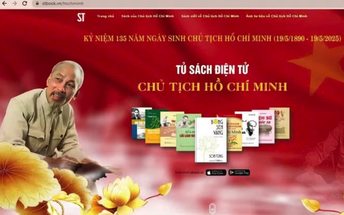 Tủ sách điện tử Chủ tịch Hồ Chí Minh trên nền tảng Stbook.vn.