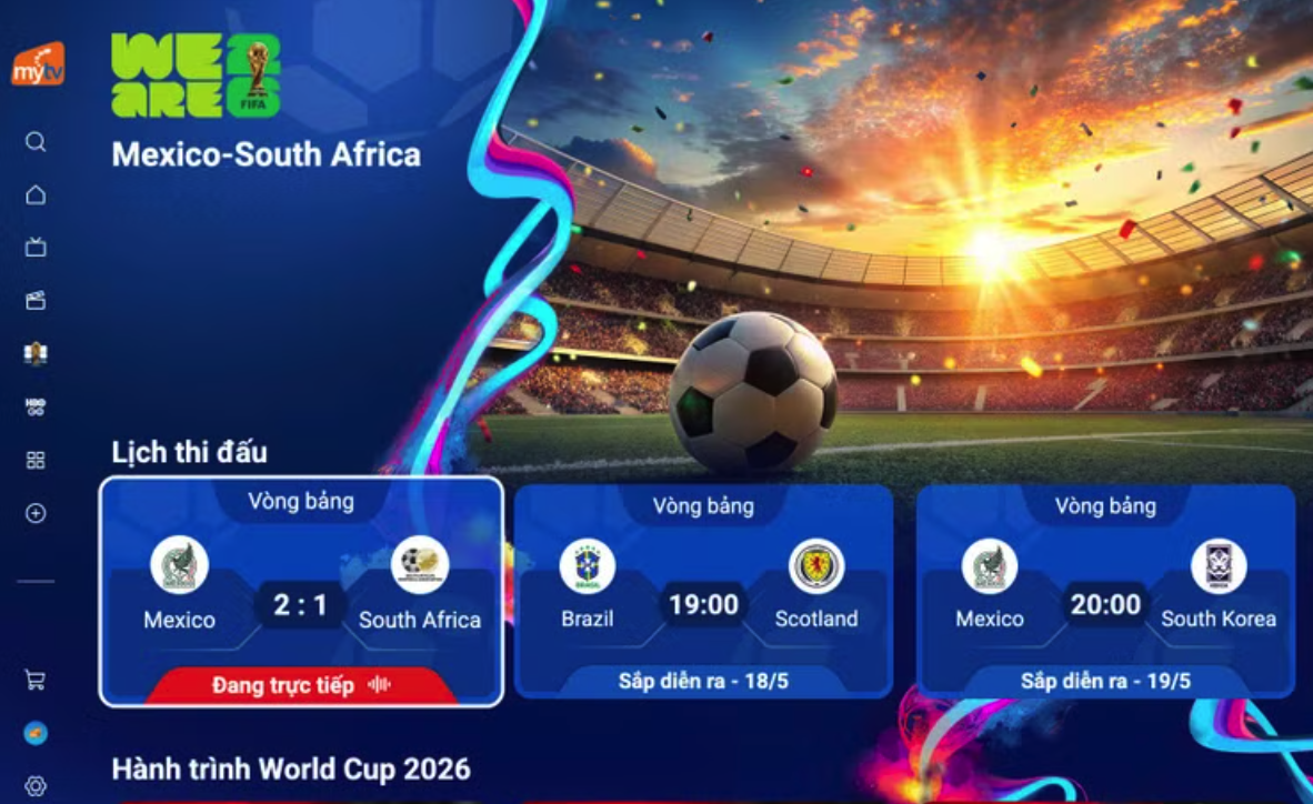 Giao diện Sport Hub trên truyền hình MyTV. (Ảnh: PV/Vietnam+)