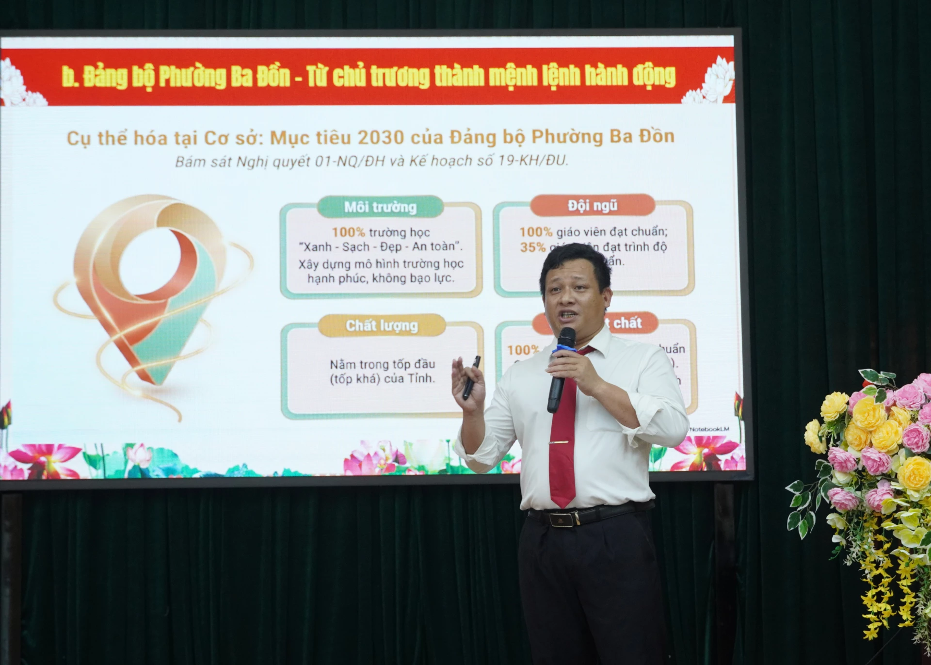 Thí sinh trình bày phần thi tại hội thi - Ảnh: H.L