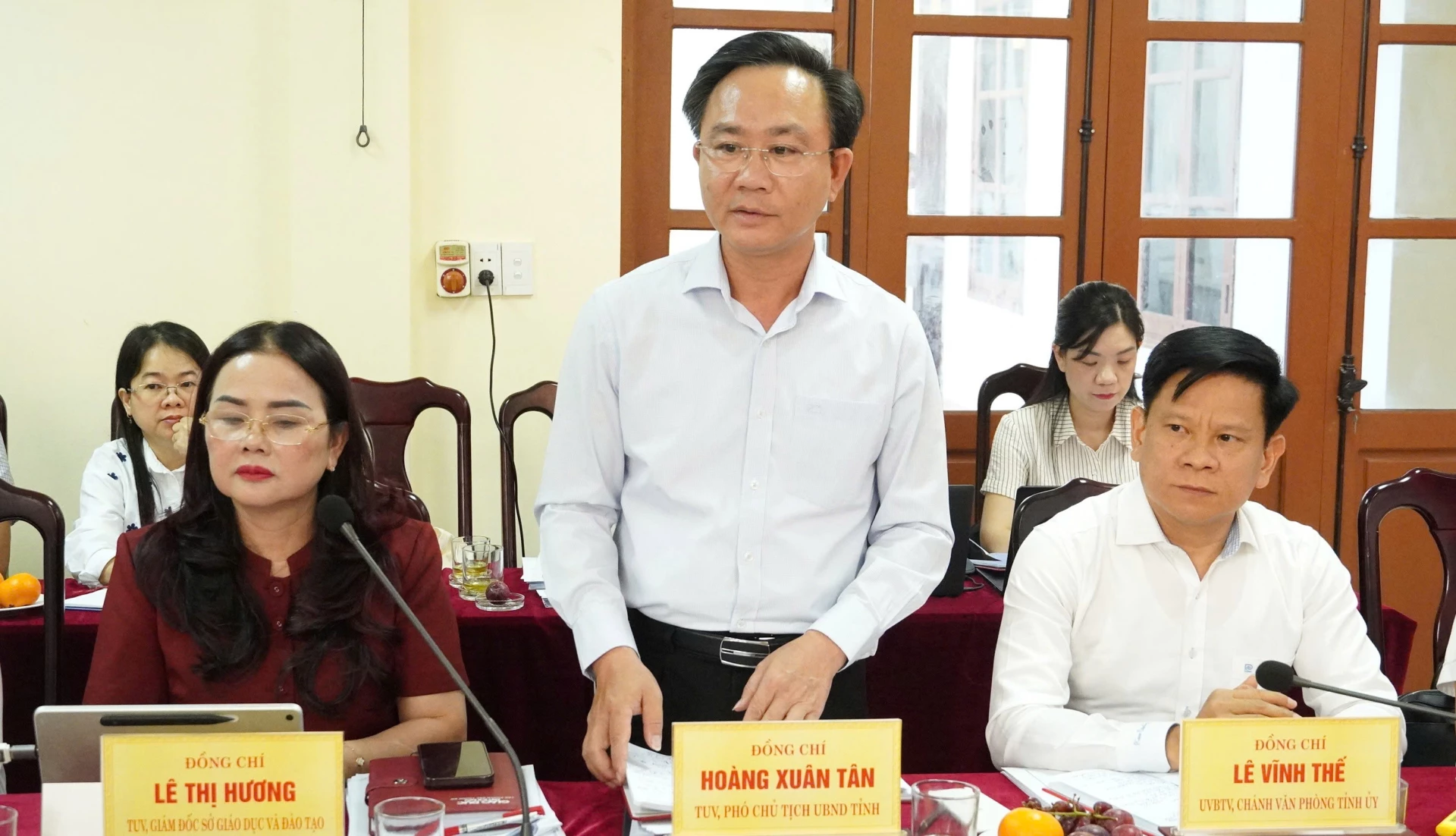 Đồng chí Hoàng Xuân Tân, Phó Chủ tịch UBND tỉnh phát biểu tại buổi làm việc - Ảnh: Q.V