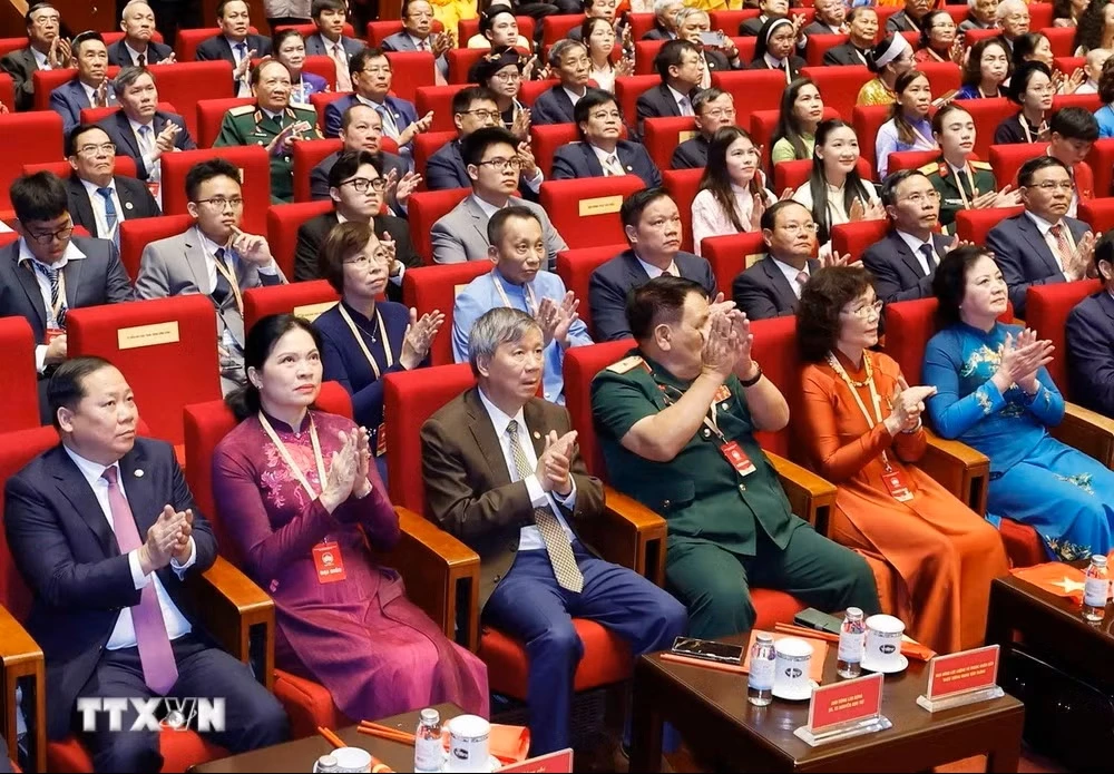 Các đại biểu tham dự phiên khai mạc trọng thể Đại hội đại biểu Mặt trận Tổ quốc Việt Nam lần thứ XI. (Ảnh: Thống Nhất/TTXVN)