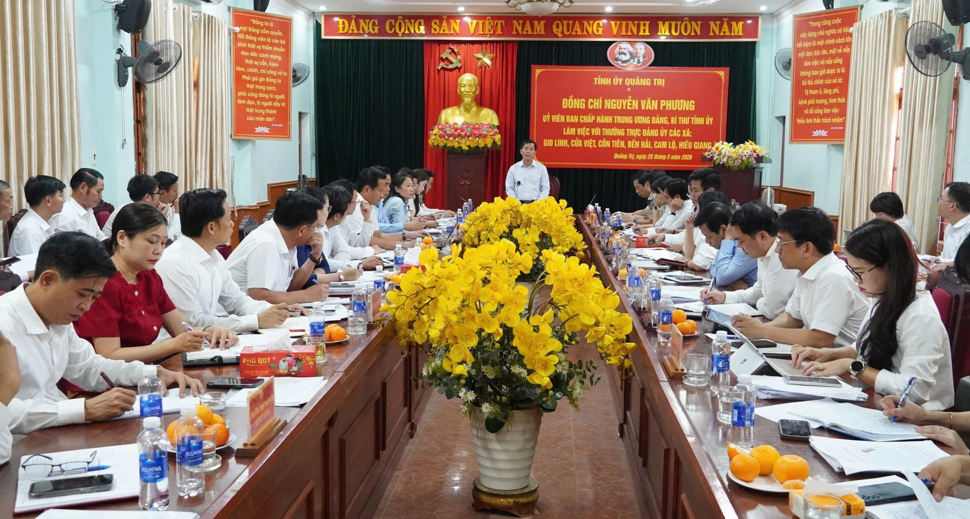 Đồng chí Nguyễn Văn Phương, Bí thư Tỉnh ủy kết luận buổi làm việc - Ảnh: Q.V