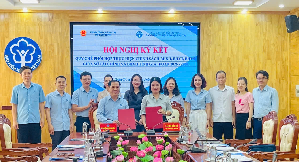 Bảo hiểm xã hội tỉnh và Sở Tài chính ký kết quy chế phối hợp thực hiện chính sách BHXH, BHYT, BHTN giai đoạn 2026-2030 - Ảnh: Thùy Trang
