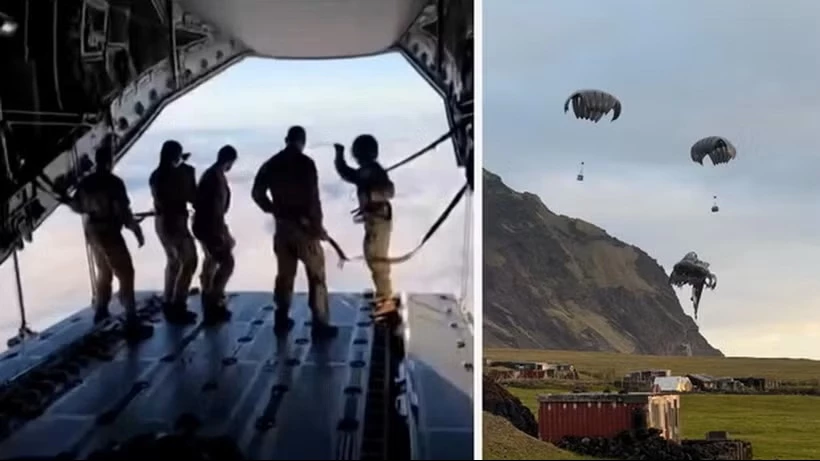 Quân đội Anh nhảy dù xuống đảo Tristan da Cunha để xử lý trường hợp nghi nhiễm virus Hanta. (Nguồn: The Guardian)