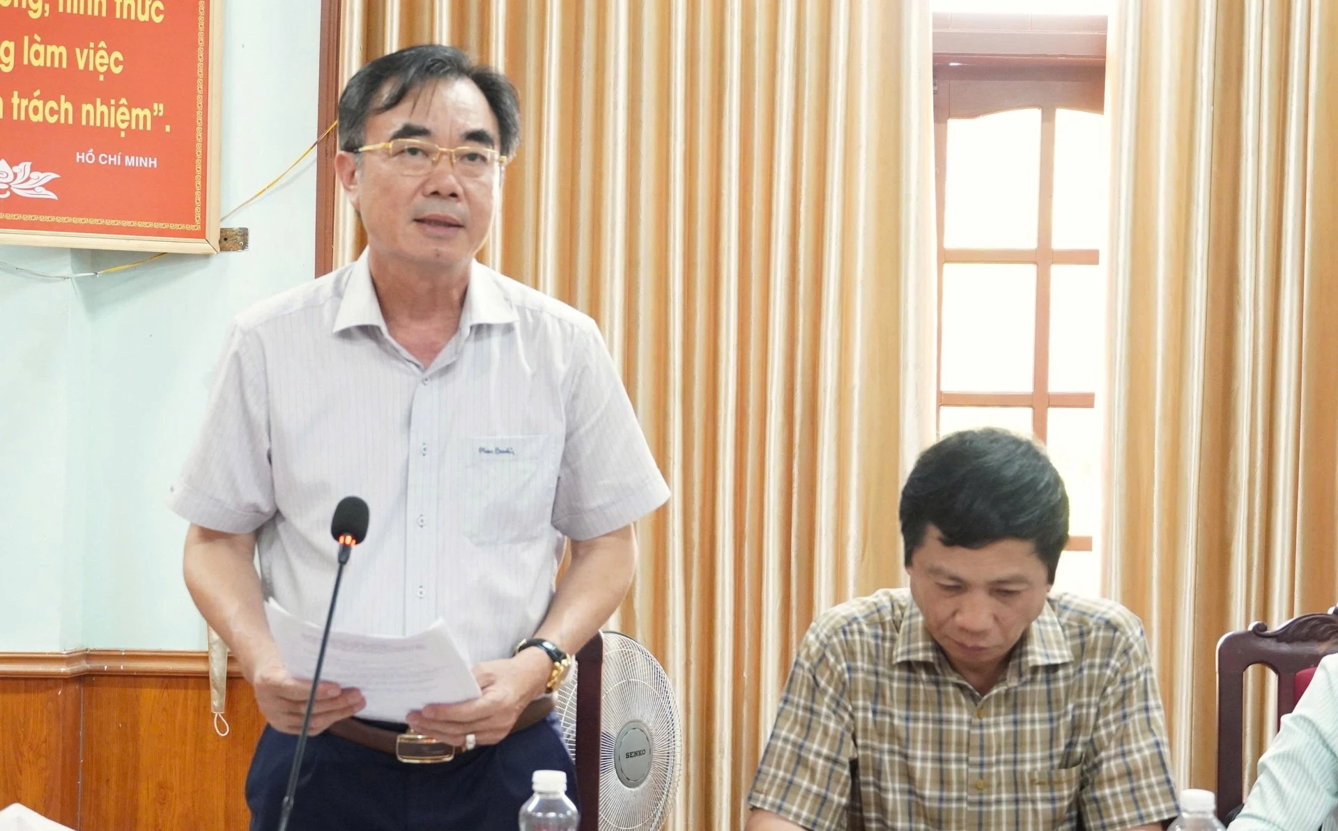 Đồng chí Nguyễn Lương Bình, Trưởng ban Tổ chức Tỉnh ủy phát biểu tại buổi làm việc - Ảnh: Q.V