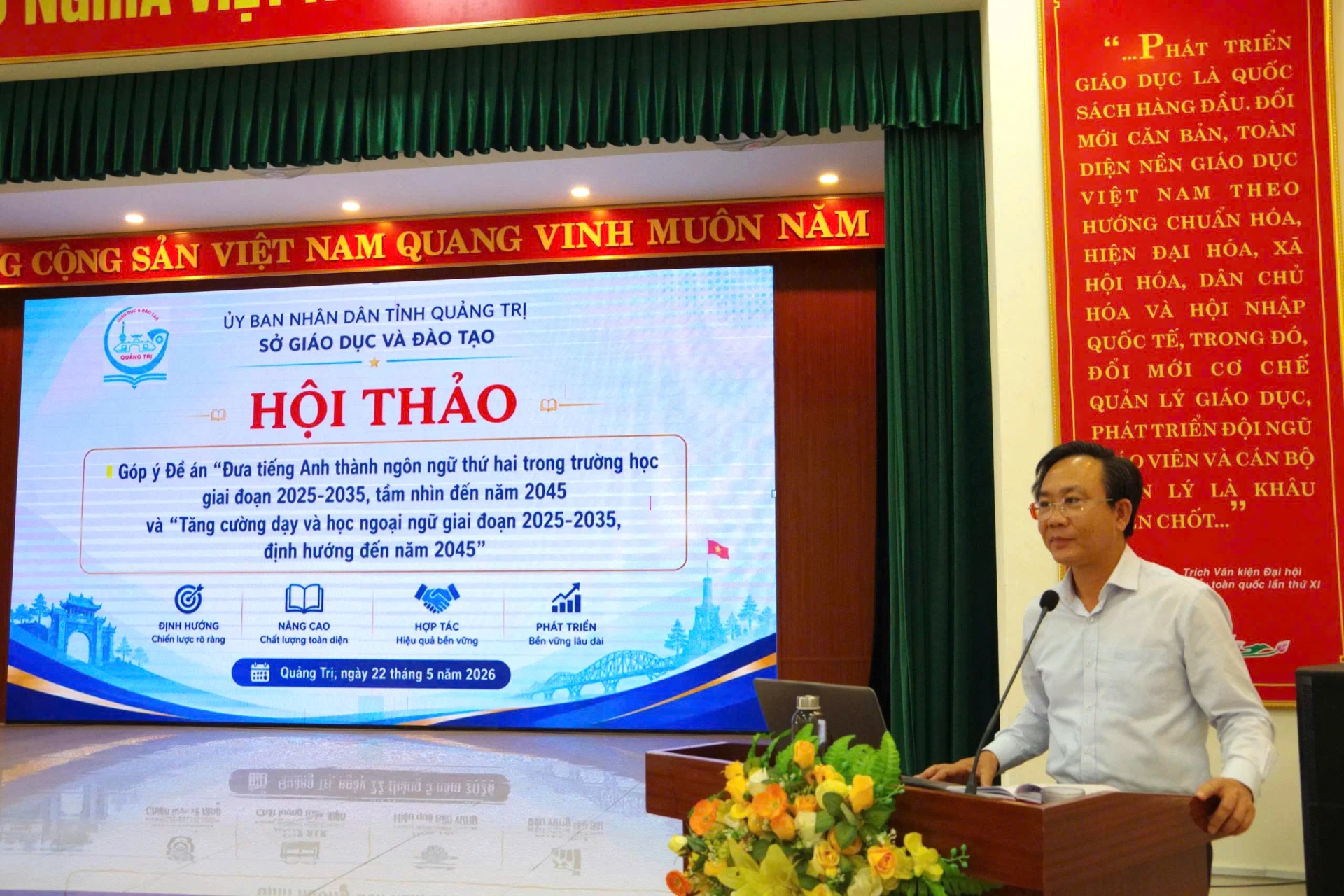 Đồng chí Hoàng Xuân Tân, Phó Chủ tịch UBND tỉnh phát biểu chỉ đạo tại hội thảo- Ảnh: Thùy Trang