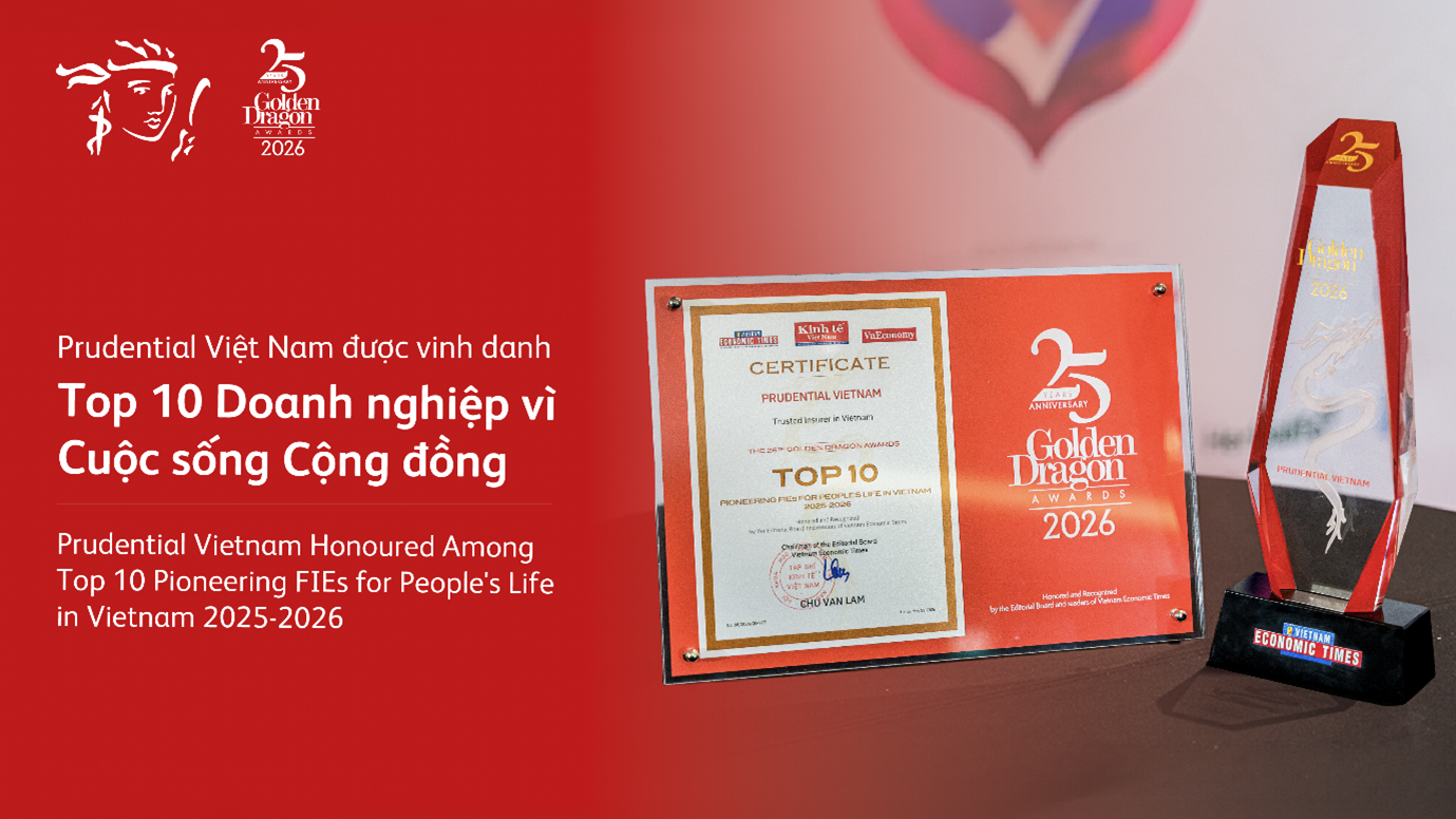 Prudential Việt Nam được vinh danh Top 10 doanh nghiệp vì cuộc sống cộng đồng