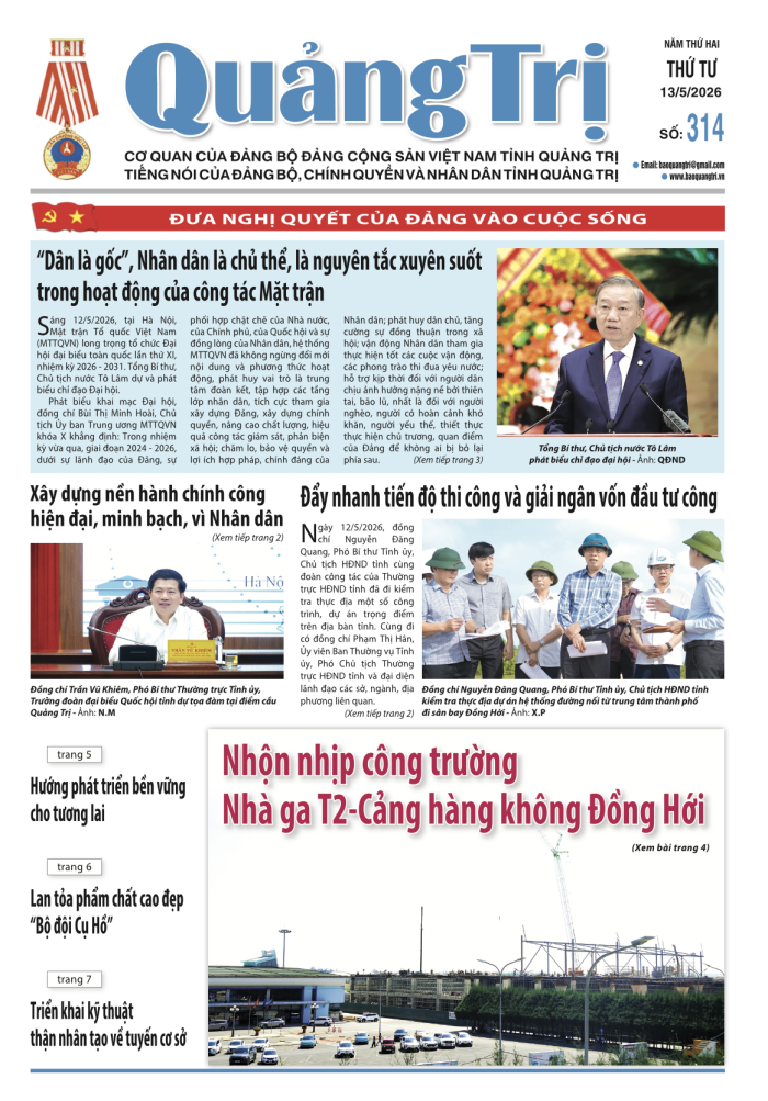 Báo Quảng Trị số 314 - Ngày 13/5/2026