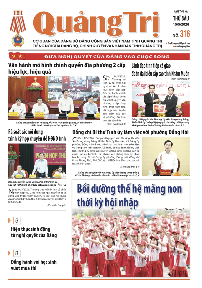 Báo Quảng Trị số 316 - Ngày 15/5/2026