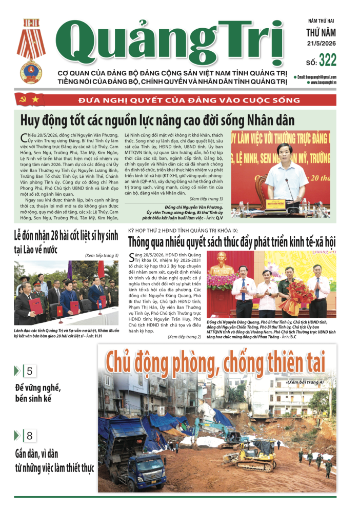 Báo Quảng Trị số 322 - Ngày 21/5/2026