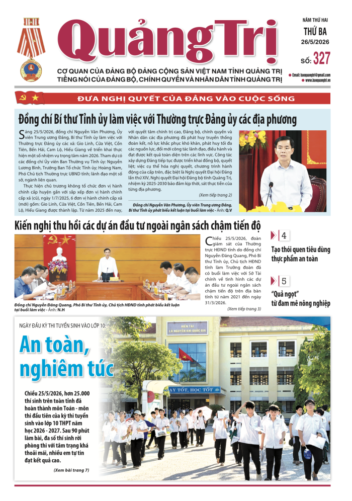 Báo Quảng Trị số 327 - Ngày 26/5/2026